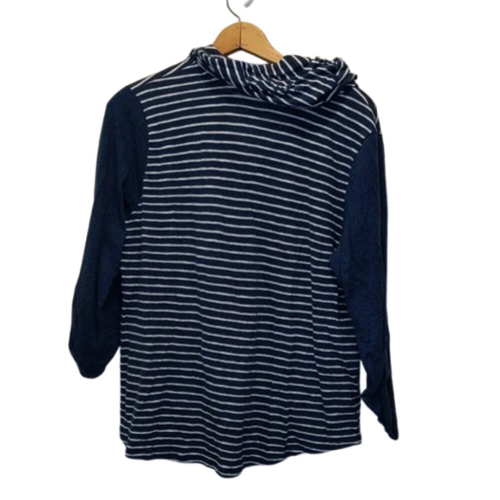 JJill Women's Size L Petite Linen Cotton Blend Nautical Theme Popover Top - Picture 7 of 13
